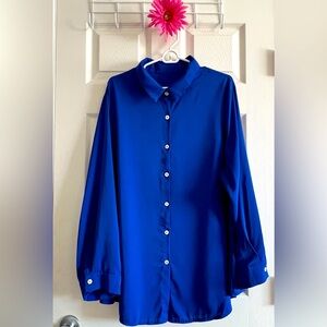 Royal Blue Long Button Down Shirt
